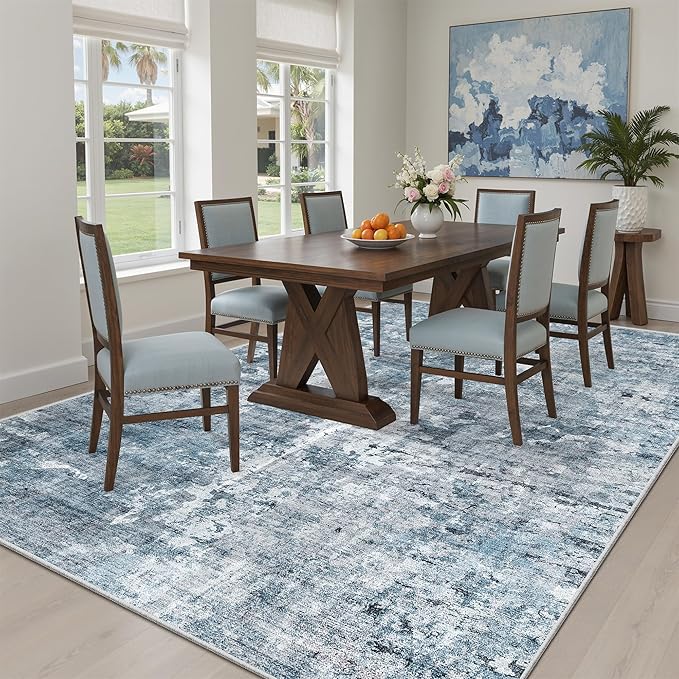 Soalmost 7x9 Area Rug for Living Room Washable Abstract Vintage Soft Thin - Image 4