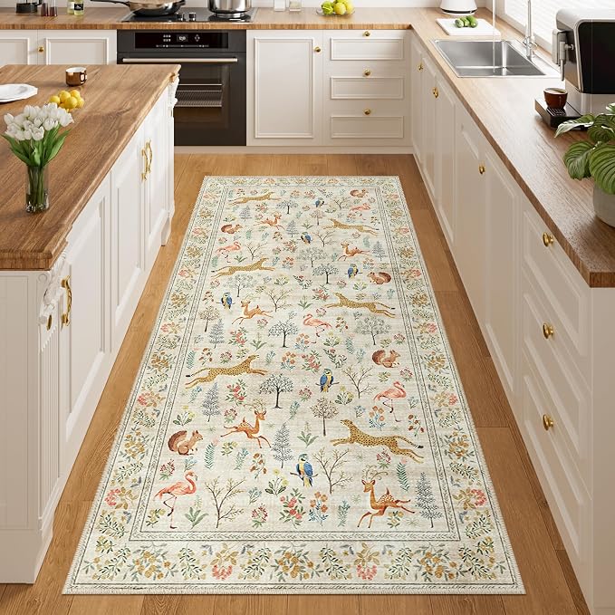 DUKINO 3x6 Washable Runner Rug, Low Pile Animal Print Non Slip Runner Rug - Image 6