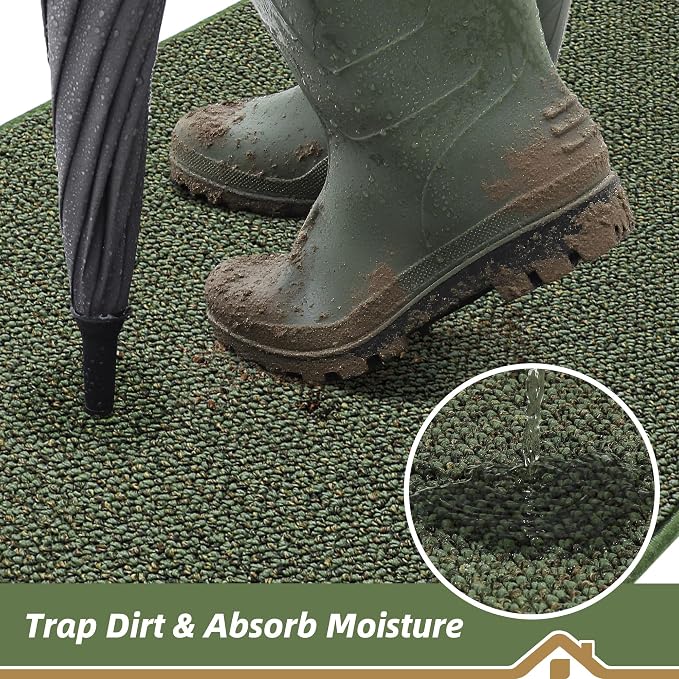 BEQHAUSE Dirt Trapper Door Mat 24" x 36" Half Circle Non-Slip Washable Doormats - Image 3