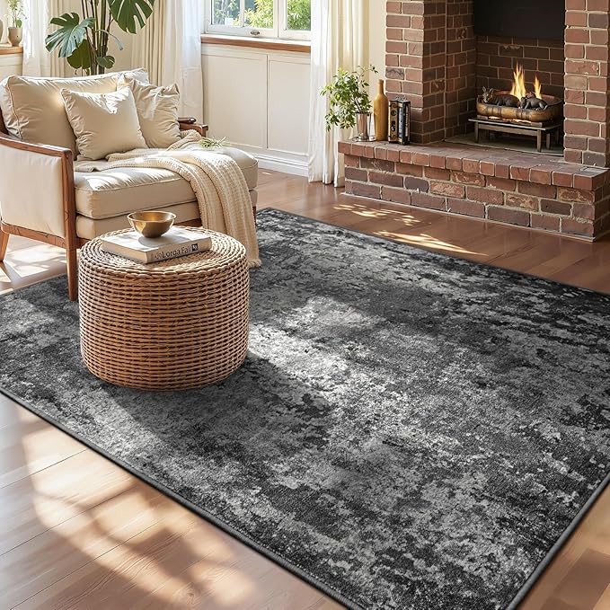Entryway Rug 3x4 Black Bedroom Area Rug Washable Non Slip Abstract Boho Rugs - Image 2