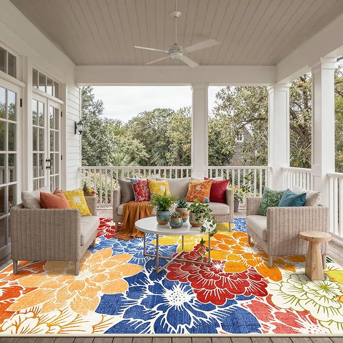 GENIMO Indoor Outdoor Area Rug 10'x14', Machine Washable Rugs - Image 4