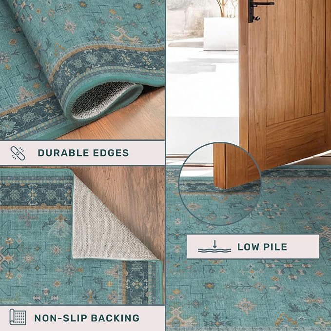 Hazo Haus Teal 10ft Long Hallway Runner Rug - Image 5