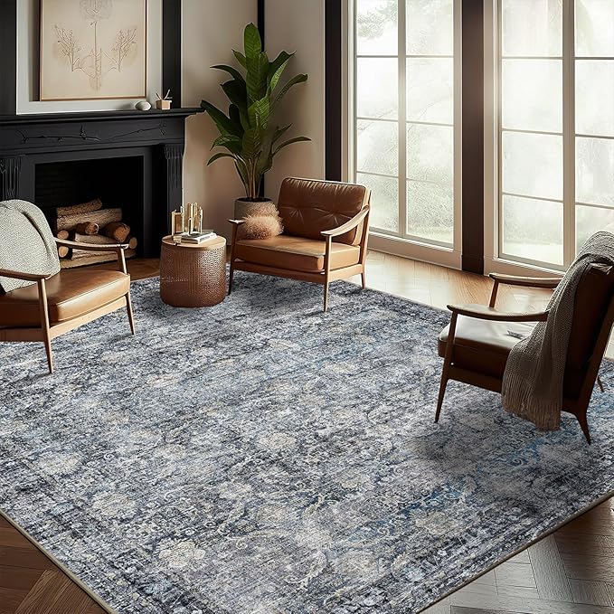CHAMPLANT Washable Area Rug 10'x14' Boho Design Non-Shedding Easy Care Ideal by CHAMPLANT