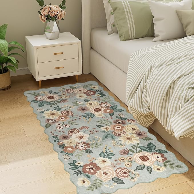 DUKINO 2x4 Washable Runner Rugs, Non Slip Floral Print Entryway Rug - Image 6