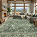 RELEANY Area Rugs Large 10'x12' Washable Non-Slip, Floral Vintage Distress by RELEANY