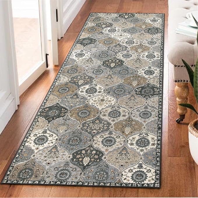 Lahome Moroccan Trellis Kitchen Runner Rug, 2x5 Washable Runners by Lahome