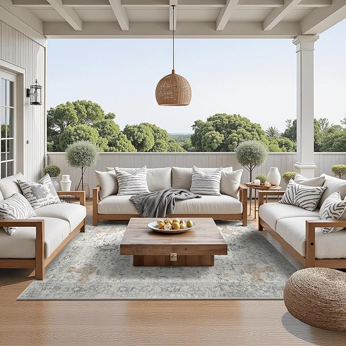 GENIMO Outdoor & Indoor Area Rug 4'x6', Waterproof, Non-Shedding, Easy Cleaning by GENIMO