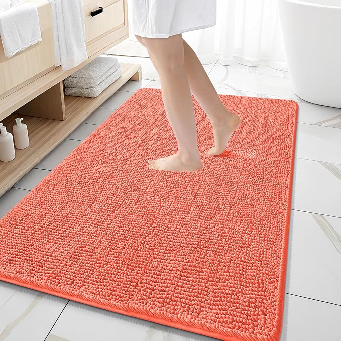 OLANLY Large Bathroom Rugs 59x35, Extra Soft Absorbent Chenille Bath Rugs by OLANLY
