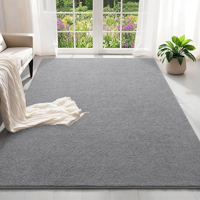 4x6 Feet Grey Area Rugs for Bedroom, Indoor Washable Memory Foam Rug for Living - Image 2
