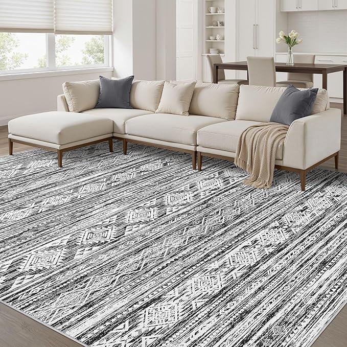 Nakagishi 8x10 Area Rugs Living Room: Washable Large Neutral Soft Rug Stain by NakagishiAreaRug
