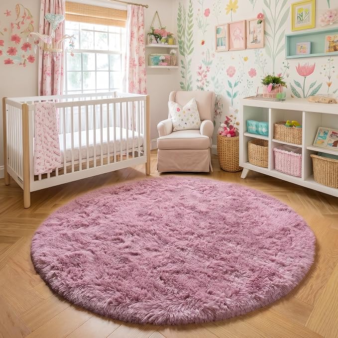 Amdrebio Blush Pink Circle Round Rug 5Ft - Image 6