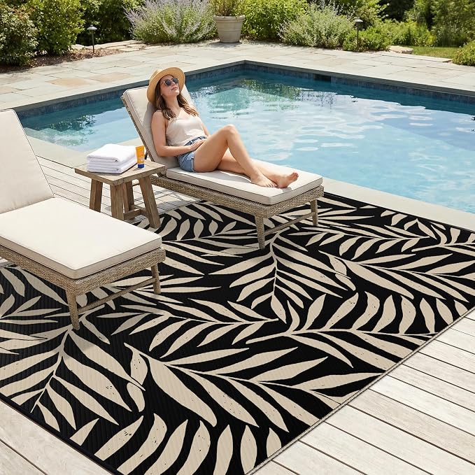 Smiry Outdoor Rug 9x12 ft, Waterproof Reversible Plastic Straw Rugs, Outdoor - Image 3