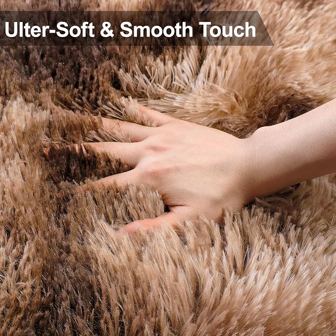 2x6 ft Soft Brown Runner Rugs for Bedroom Living Room Plush Fluffy Rug Shag Rug - Image 5