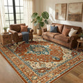 RELEANY Area Rugs 5'x7' Washable Non-Slip, Floral Vintage Distress Medallion by RELEANY