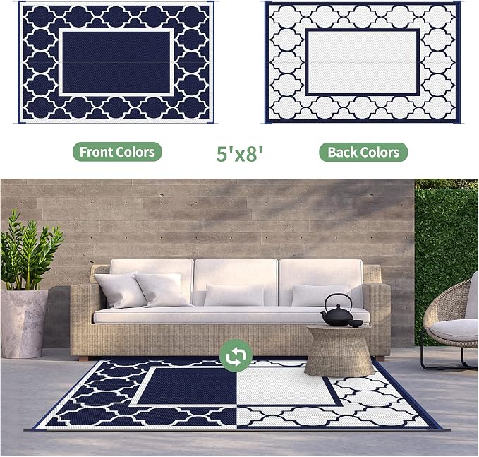 GENIMO 5' x 8' Outdoor Rug Waterproof - Image 4
