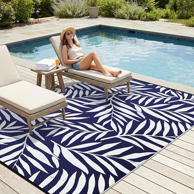 Smiry Outdoor Rug 9x12 ft, Waterproof Reversible Plastic Straw Rugs, Outdoor - Image 3