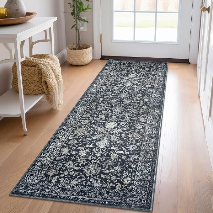 KILOCOCO Hallway Runner 2x6 Rug Runner Printed Vintage Floral Washable Kitchen by Kilococo