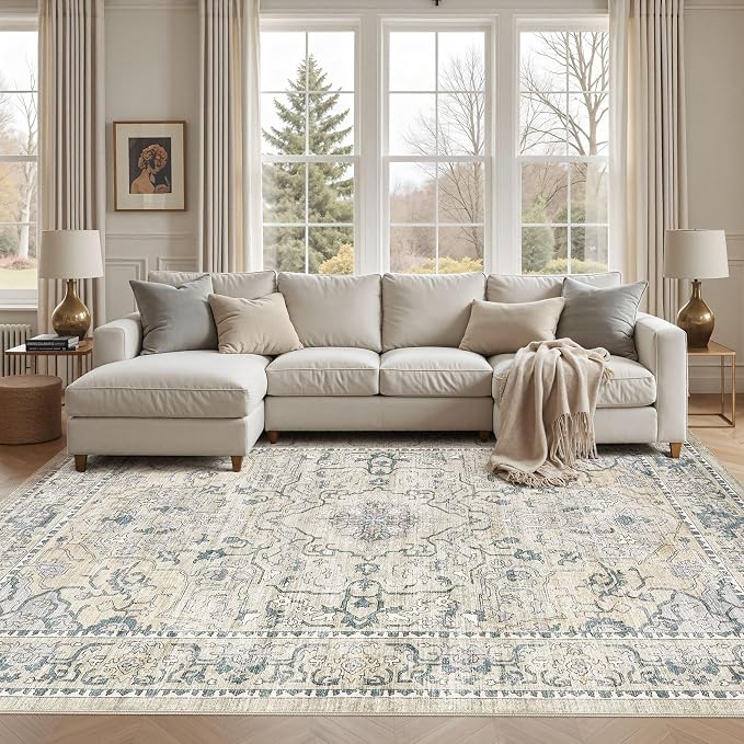cotiled 5x7 Area Rug Machine Washable Vintage Carpet by COTILED
