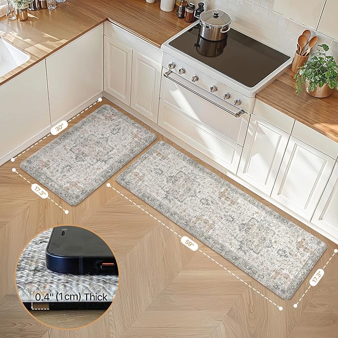 GENIMO Kitchen Mats for Floor 2PCs, Washable Anti Fatigue Mat for Cushioned - Image 2