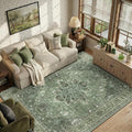 RELEANY Area Rugs 6'x8' Washable Non-Slip, Floral Vintage Distress Medallion by RELEANY