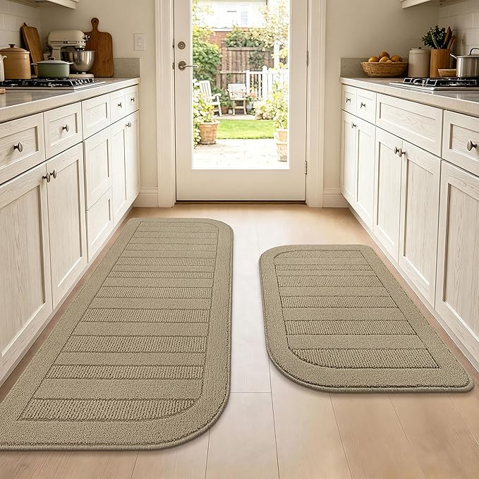 BEQHAUSE Kitchen Rugs Set of 2 Non-Slip Washable Kitchen Mats by BEQHAUSE