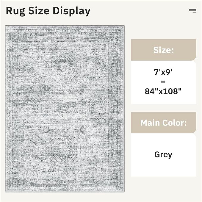 Soalmost 7x9 Area Rug for Living Room Washable Abstract Vintage Soft Thin - Image 5