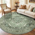 RELEANY Area Rugs Round 6ft Washable Non-Slip, Floral Vintage Distress by RELEANY