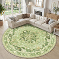 RELEANY Area Rugs Round 10ft Washable Non-Slip, Floral Vintage Distress by RELEANY