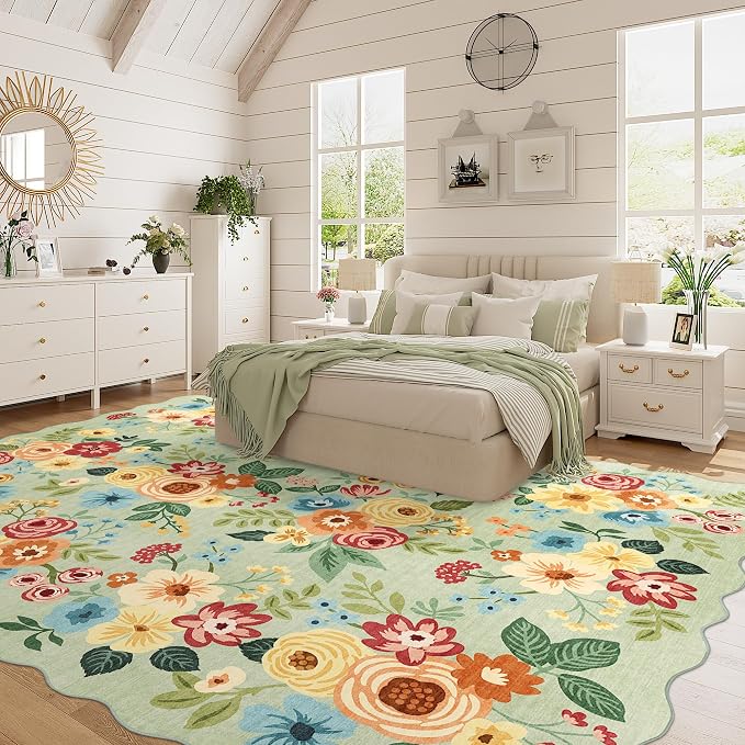 DUKINO 8x10 Area Rug, Floral Washable Rugs - Image 3