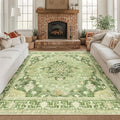 RELEANY Area Rugs Square 8ft Washable Non-Slip, Floral Vintage Distress by RELEANY