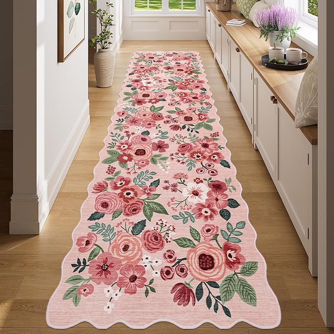 DUKINO 2x8 Washable Runner Rug, Lightweight Soft Floral Hallway Rug Runner - Image 4