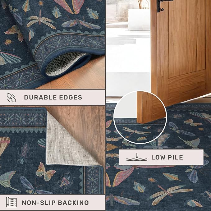 5ft Round Dark Blue Rug for Entryway Indoor, Soft Washable Circle Throw Rug for - Image 4