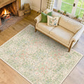 Washable Beige Green 5x8 Area Rug by HazoHaus