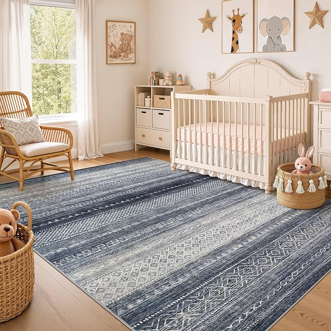 6x8 Area Rugs Living Room: Washable Boho Large Neutral Soft Rug Modern Stain - Image 7