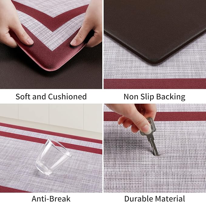 Mattitude Kitchen Mats Set of 2 Cushioned Rugs Anti-Fatigue Mats - Image 5