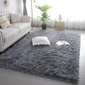 KICHOWUA Area Rug 5x7 Grey Fluffy Shag by KICHOWUA