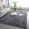 KICHOWUA 6x9 Grey Fluffy Shag Rug by KICHOWUA