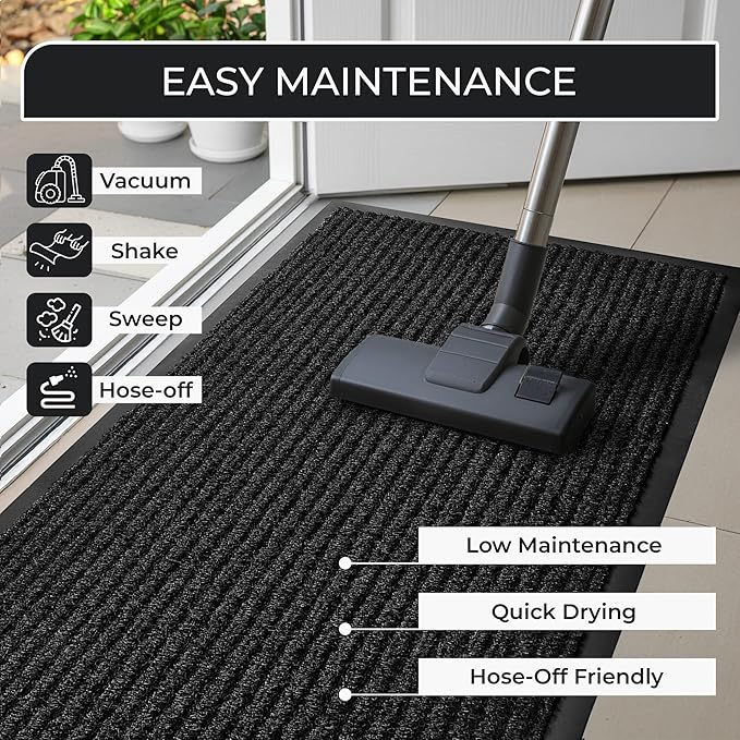 Large Door Mat 3' x 5' Charcoal, Heavy Duty Commercial Floor Mat, Industrial - Image 4