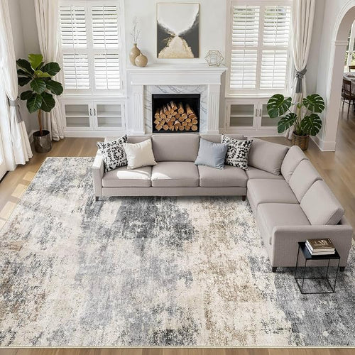 10x14 Area Rugs Living Room: Washable Large Abstract Modern Soft Rug Stain by LOONGRUG