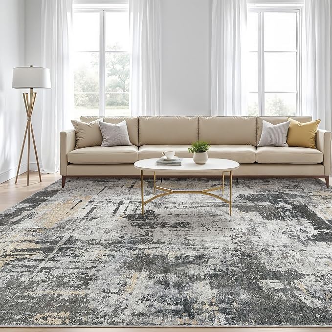 7x9 Area Rug Living Room: Washable Large Abstract Modern Soft Rug Stain - Image 5