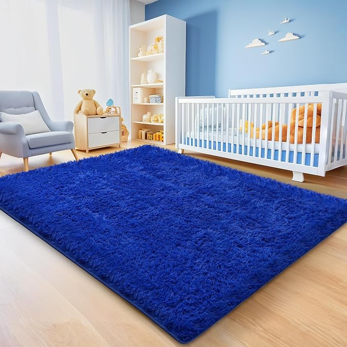 6x9 Blue Area Rugs for Living Room, Large Fluffy Shag Rug for Bedroom Boys Kids - Image 4