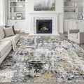 10x12 Area Rug Living Room: Washable Large Abstract Neutral Modern Soft Rug by LOONGRUG