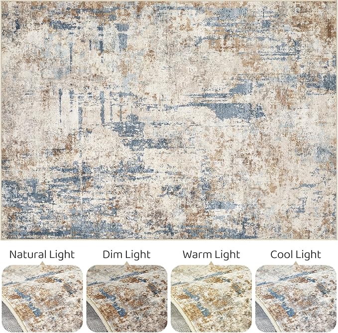 7x10 Area Rug Living Room: Washable Large Abstract Modern Soft Rugs Stain - Image 9