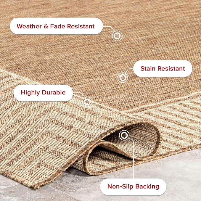 nuLOOM 2x8 Outdoor/Indoor Asha Area Rug, Light Brown, Casual Design - Image 7