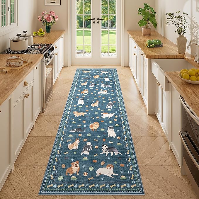 DUKINO 2x6 Washable Runner Rug for Hallway, Non Slip Animal Dog Kitchen Rug by DUKINO
