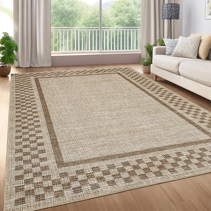 Small Bedroom Area Rug 3x5 Checkered Area Rug - Image 2