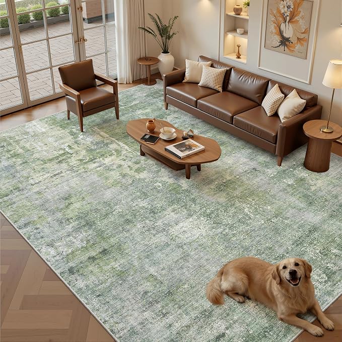 Soalmost Area Rug 10x12 Vintage Washable Living Room Large Carpet Non Slip - Image 2