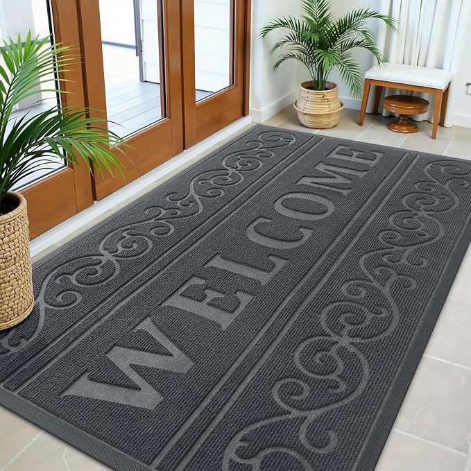 OLANLY Welcome Door Mat Indoor Outdoor Entrance, Heavy Duty Sturdy Front Door by OLANLY