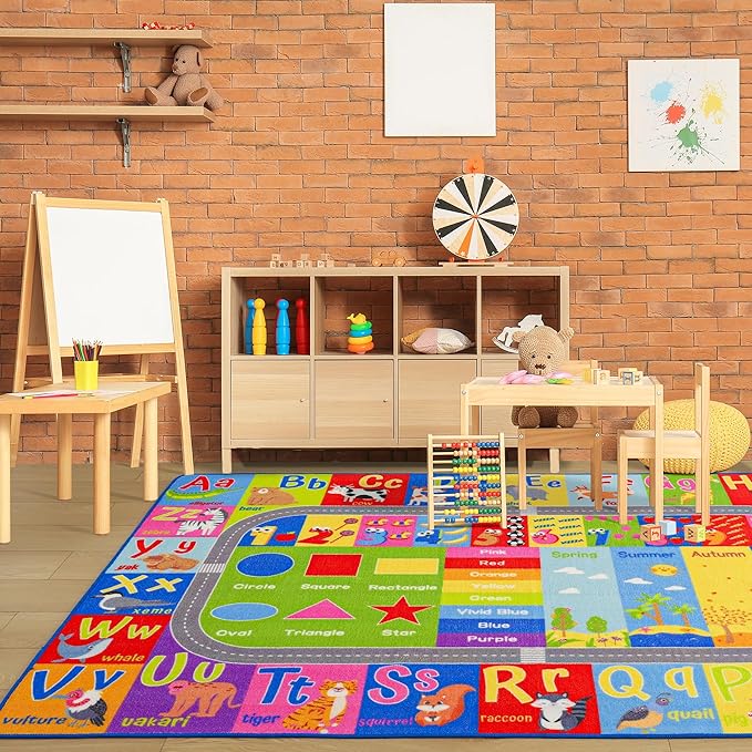 Kids Rug for Playroom Classroom, ABC Alphabet Numbers Play Toddlers Rugs - Image 2