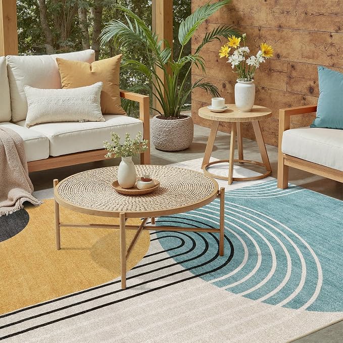DCX Abstract Machine Washable 5x7 Rug, Mid Century Modern Rug - Image 2